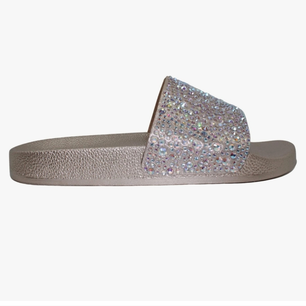 INC Women's Rhinestone Pool Sandal Size 8 Silver - Picture 2 of 3